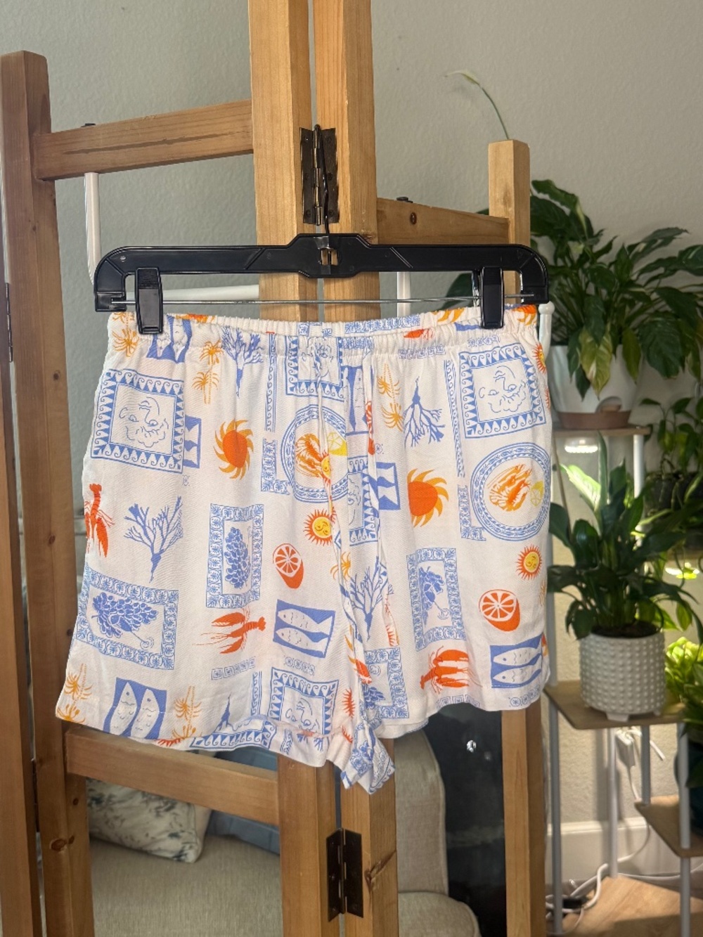 Vintage-Inspired Mediterranean Print Boxer Shorts | Size Small